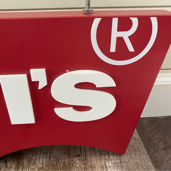 Large Red Genuine LEVIs Jeans Retail Store Display Advertising Sign Logo 24x2x10 - Picture 6 of 9
